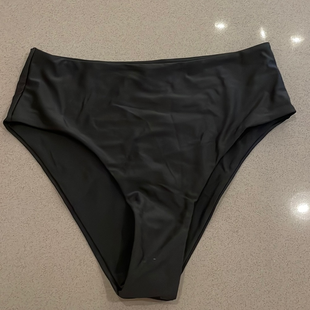 Black high waisted full coverage bikini bottoms